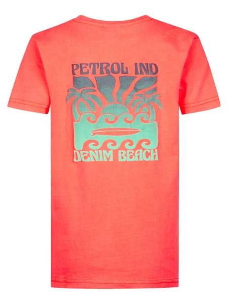 Petrol t-shirt classic print fiery coral (B-1060-TSR117-3099)