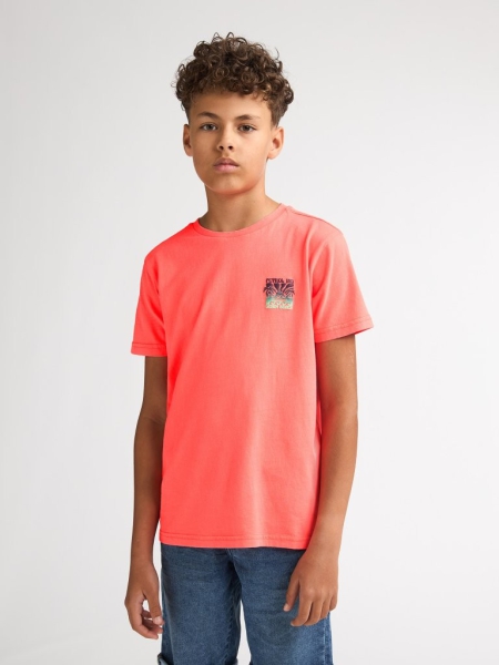 Petrol t-shirt classic print fiery coral (B-1060-TSR117-3099)