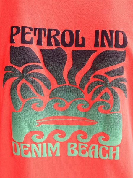 Petrol t-shirt classic print fiery coral (B-1060-TSR117-3099)