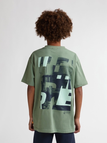 Petrol t-shirt classic photo print sage (B-1060-TSR676-6179)