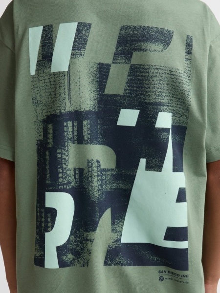 Petrol t-shirt classic photo print sage (B-1060-TSR676-6179)