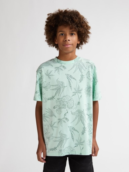 Petrol t-shirt cool mint print (B-1060-TSR618-6181)