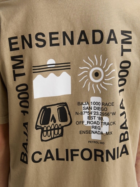 Petrol t-shirt classic print light tan (B-1060-TSR678-7130)