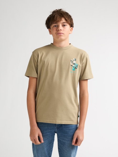 Petrol t-shirt classic print light tan (B-1060-TSR690-7130)