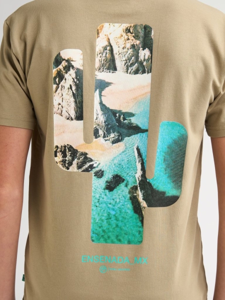 Petrol t-shirt classic print light tan (B-1060-TSR690-7130)