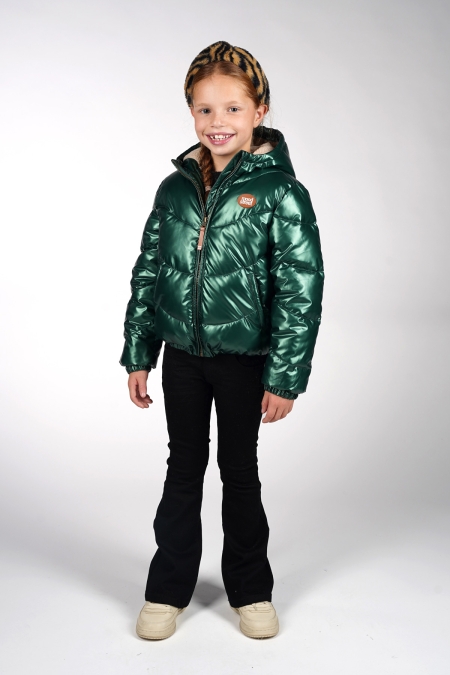 Moodstreet winterjas Jesse shiny wave quilt green (M507-5222-350)