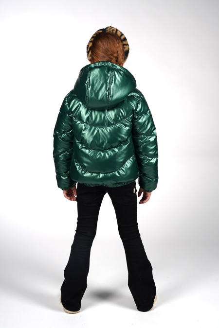 Moodstreet winterjas Jesse shiny wave quilt green (M507-5222-350)