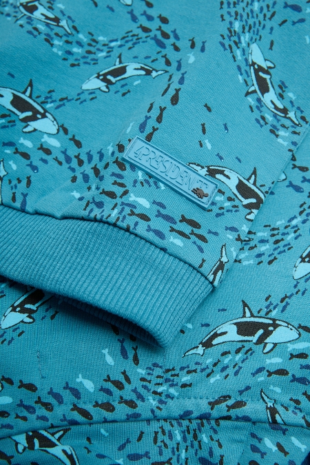 4President hoodie Boaz blue aop whale