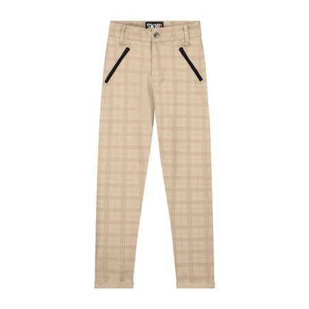 Skurk broek Byron zand geruit