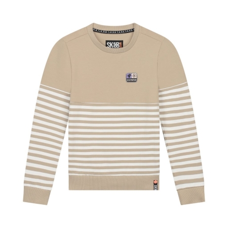 Skurk sweater Shawn beige gestreept