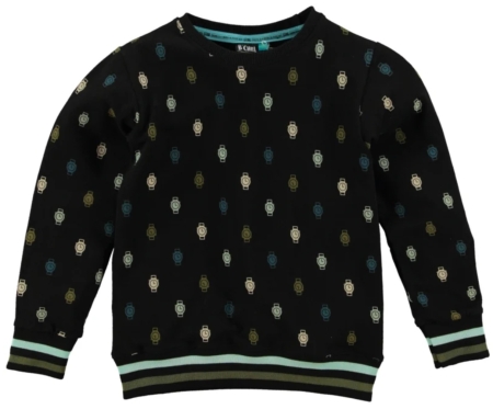 B'Chill sweater Nielson black aop horloges