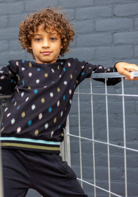 B'Chill sweater Nielson black aop horloges