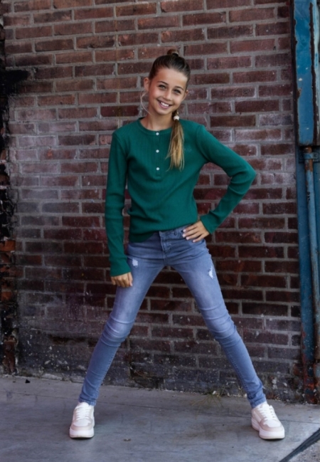 Billy & Lilly Rib top Maud smoke pin green