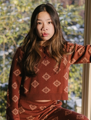 Levv korte sweater Nikki aop brown graphic