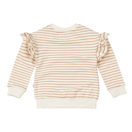 Dirkje dunne sweater brown gestreept good vibes only (Q52397)
