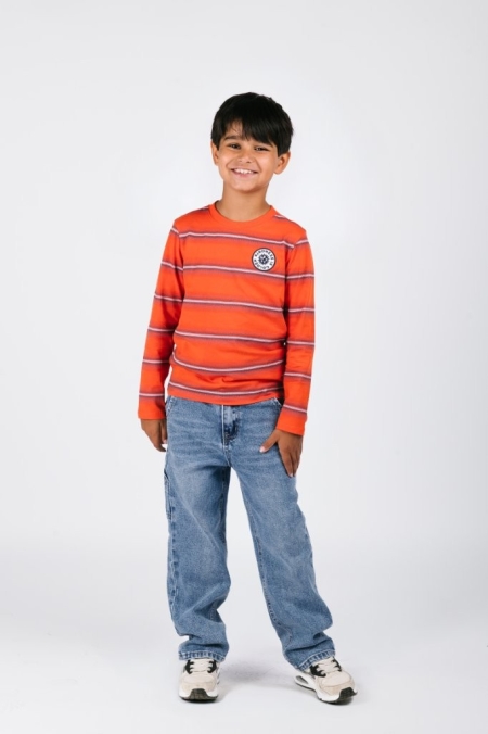 B.Nosy longsleeve Tobias gestreept red clay (Y508-6451-210)