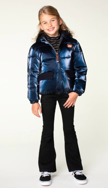 Moodstreet puffer winterjas Julie metallic navy (M407-5222-170)