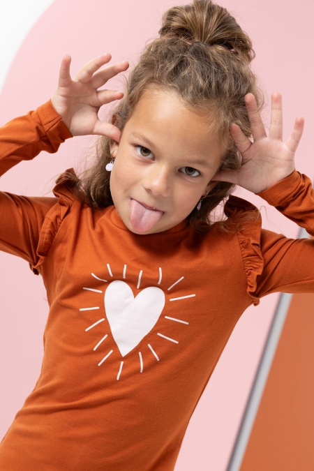 Louder! longsleeve Lina bombay brown big heart