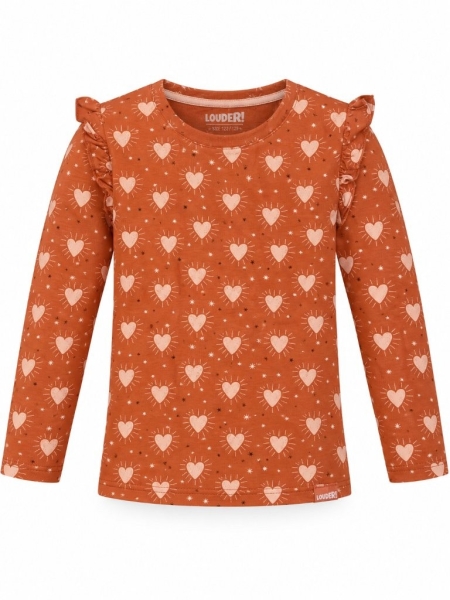 Louder! longsleeve Lina bombay brown heart print aop