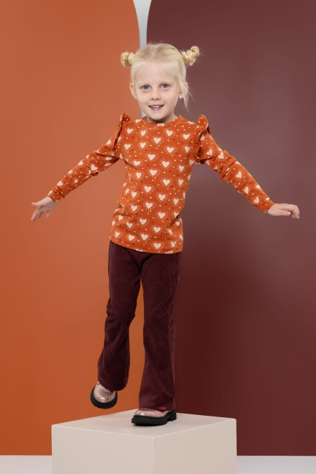 Louder! longsleeve Lina bombay brown heart print aop