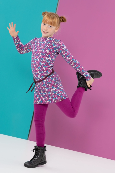 Louder! jurk Lucy potent purple print geometric
