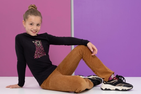 Louder! rib velvet broek Jessie beige (Let op: zeer smal model)