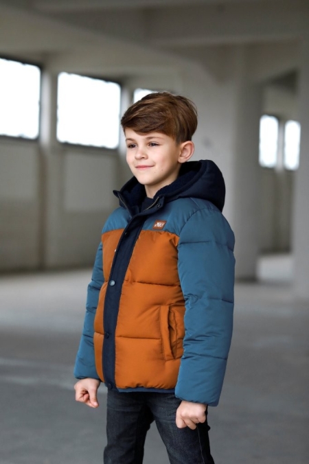 Moodstreet coloured sleeve winterjas navy toffee (M207-6223-170)