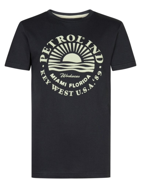 Petrol t-shirt classic print black miami florida key west u.s.a. (B-1050-TSR127-9999)